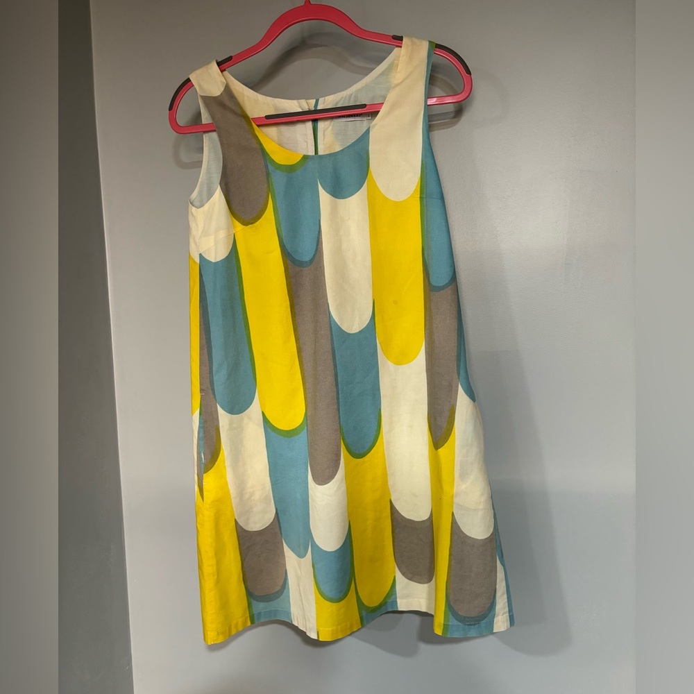 Marimekko vintage yellow & blue pastel dress-size 34